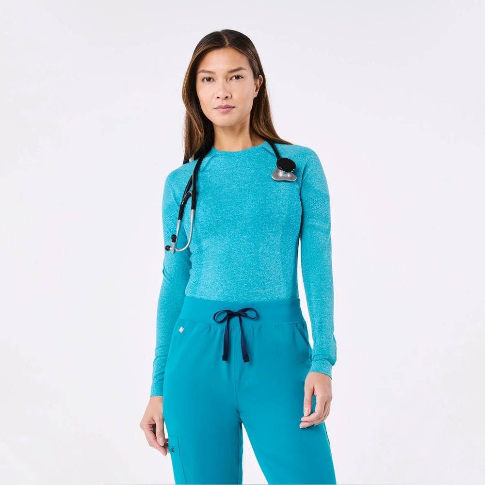 Figs Women's Long Sleeve Teal/Sky Blue Top